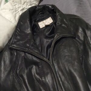 Worthington Black Leather Moto Jacket Classic Style